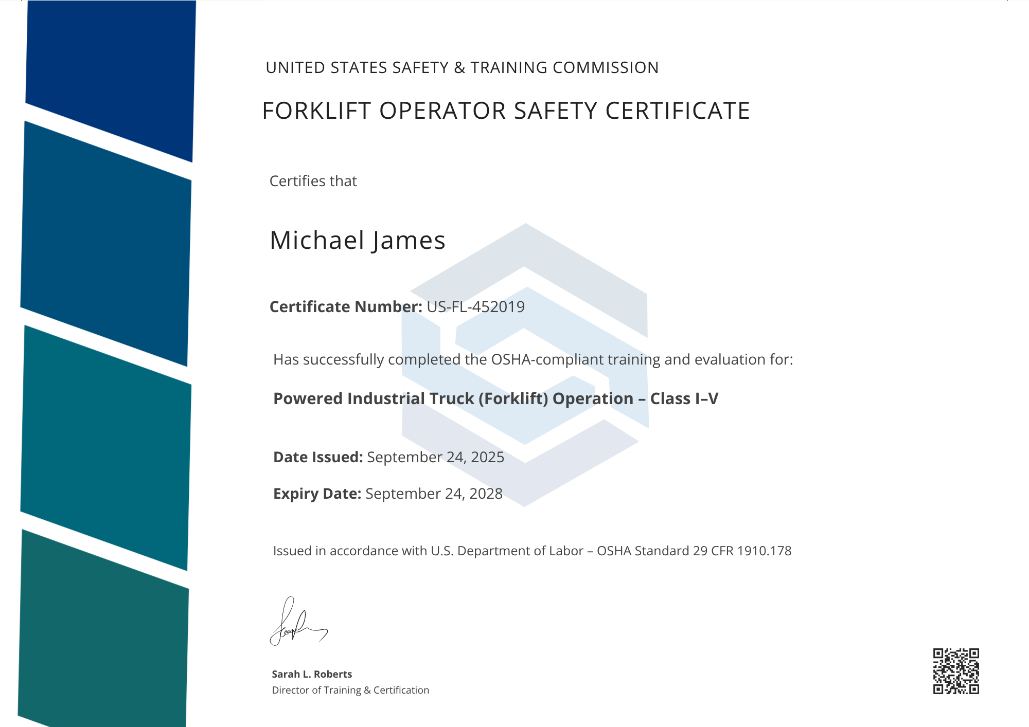 Forklift Certificate Template with Professional Design Layout